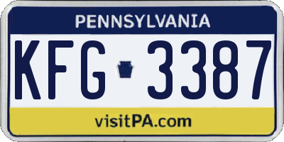 PA license plate KFG3387