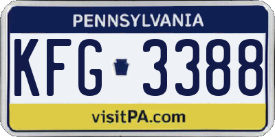 PA license plate KFG3388