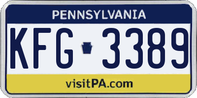 PA license plate KFG3389