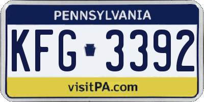 PA license plate KFG3392