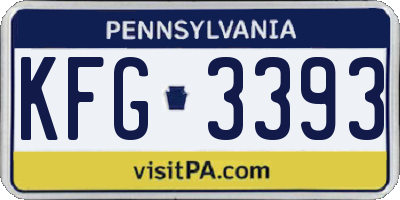 PA license plate KFG3393