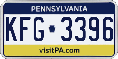 PA license plate KFG3396
