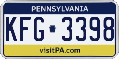 PA license plate KFG3398