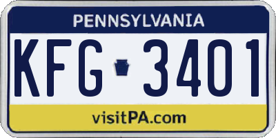 PA license plate KFG3401