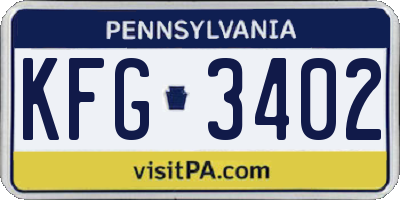 PA license plate KFG3402