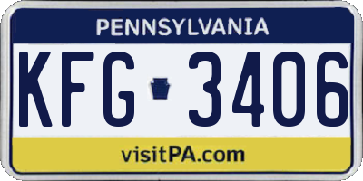 PA license plate KFG3406