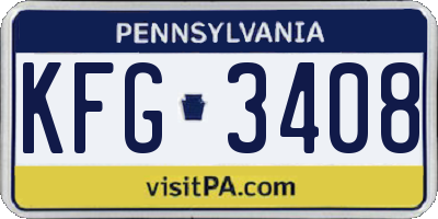 PA license plate KFG3408