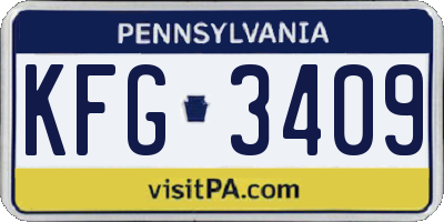 PA license plate KFG3409