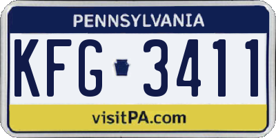 PA license plate KFG3411