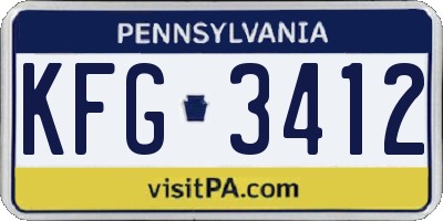 PA license plate KFG3412