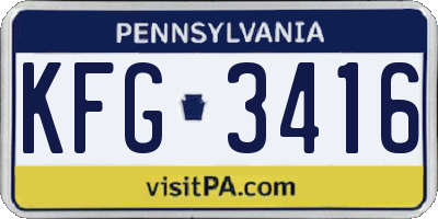 PA license plate KFG3416
