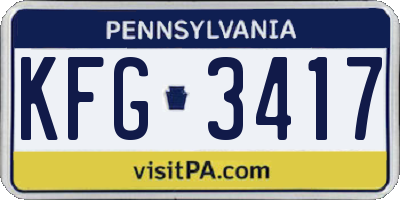 PA license plate KFG3417