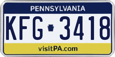PA license plate KFG3418