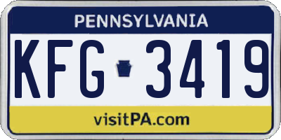 PA license plate KFG3419