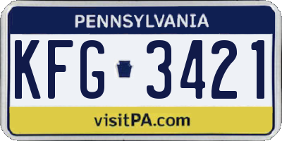 PA license plate KFG3421