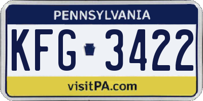 PA license plate KFG3422