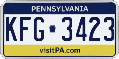 PA license plate KFG3423