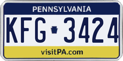PA license plate KFG3424