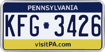PA license plate KFG3426