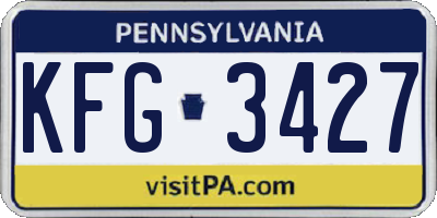 PA license plate KFG3427