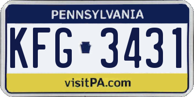PA license plate KFG3431