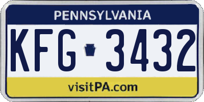 PA license plate KFG3432