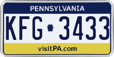 PA license plate KFG3433