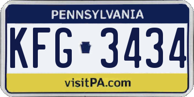 PA license plate KFG3434