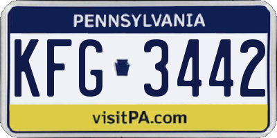 PA license plate KFG3442
