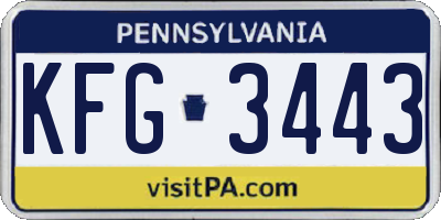 PA license plate KFG3443
