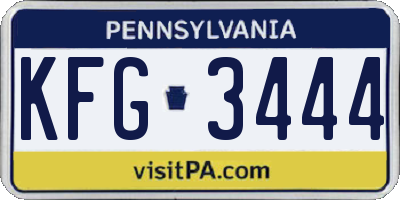 PA license plate KFG3444