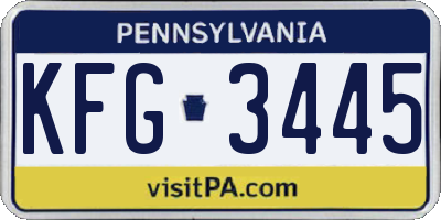 PA license plate KFG3445