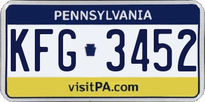 PA license plate KFG3452