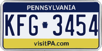 PA license plate KFG3454