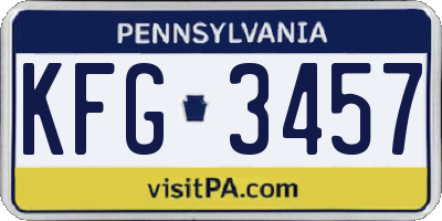 PA license plate KFG3457