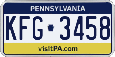 PA license plate KFG3458