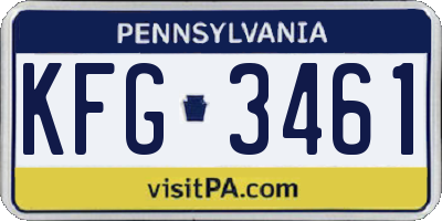 PA license plate KFG3461