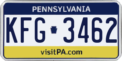 PA license plate KFG3462