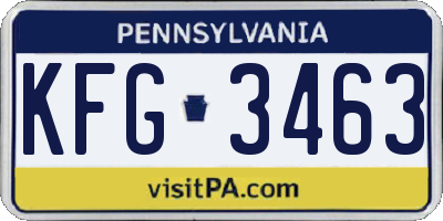 PA license plate KFG3463