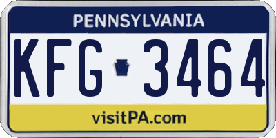 PA license plate KFG3464