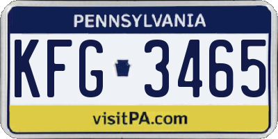 PA license plate KFG3465