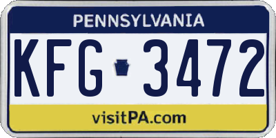 PA license plate KFG3472