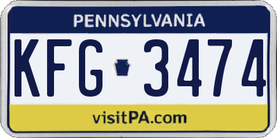 PA license plate KFG3474