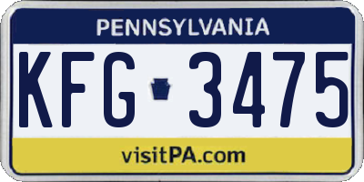 PA license plate KFG3475