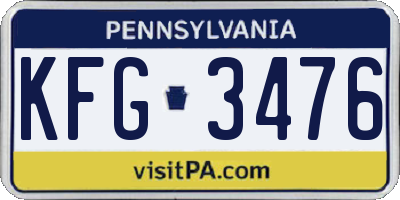 PA license plate KFG3476