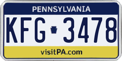 PA license plate KFG3478