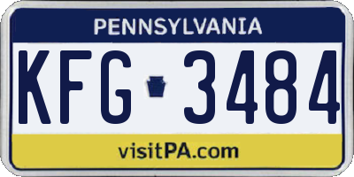 PA license plate KFG3484