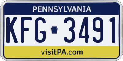 PA license plate KFG3491