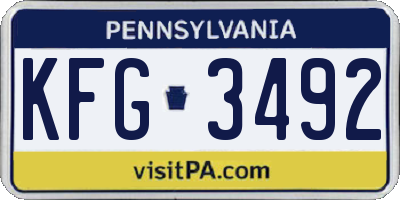 PA license plate KFG3492