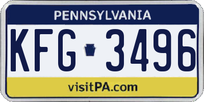 PA license plate KFG3496